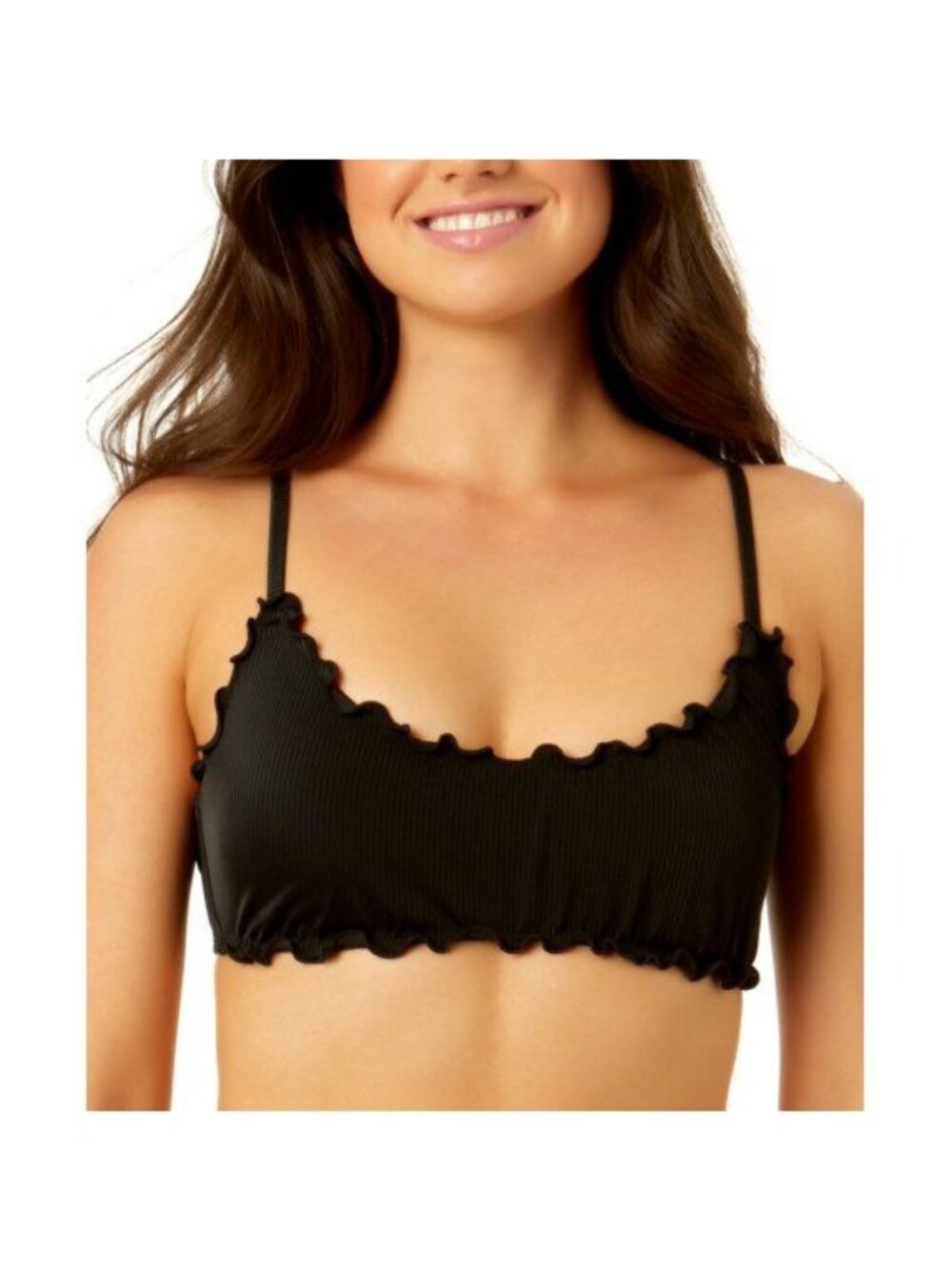 Salt + Cove Juniors Bikini Top Ruffle Trim Bralette Swimwear Black Size S NWT